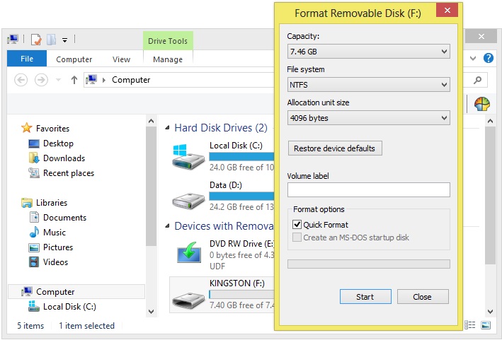 how to format my hard drive from a bootable disk